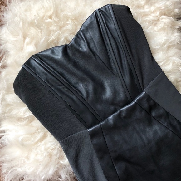 Dresses & Skirts - Grey Vegan Leather Strapless Dress Sz S